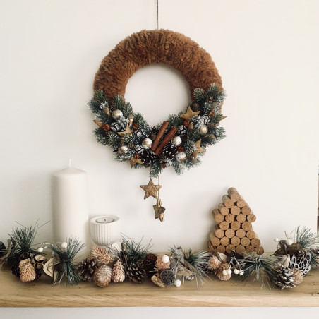 Couronne de Noël marron et doré