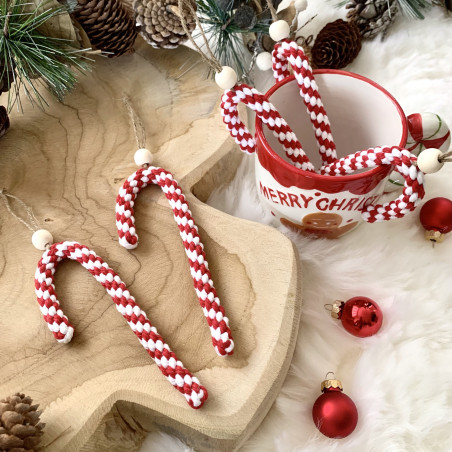 Canne en bonbon en macramé