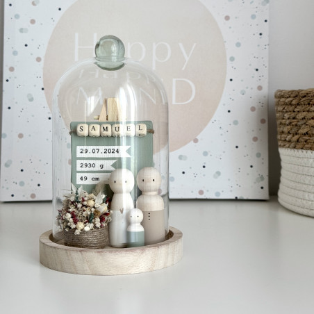 Cloche en verre de naissance (pour garçon)