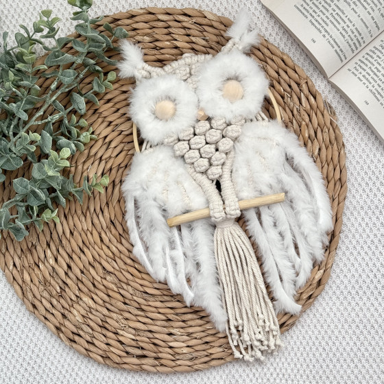 Chouette murale en macrame