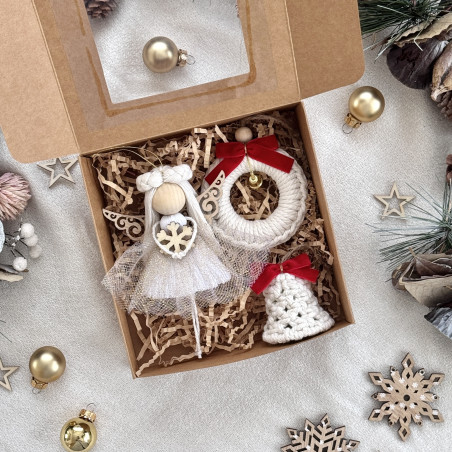 Coffret cadeau de Noël "Trio" (doré/beige/rouge)
