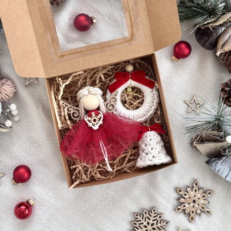 Coffret cadeau de Noël "Trio" (rouge/beige)