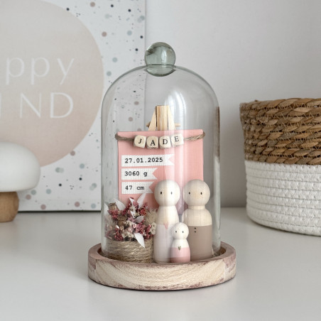 Cloche en verre de naissance (pour fille)