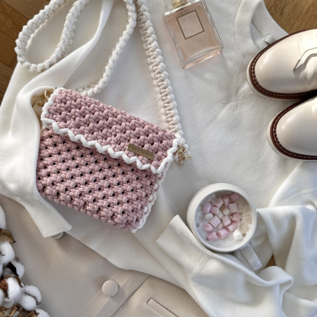 Sac macramé "Poucette" (rose poudré)