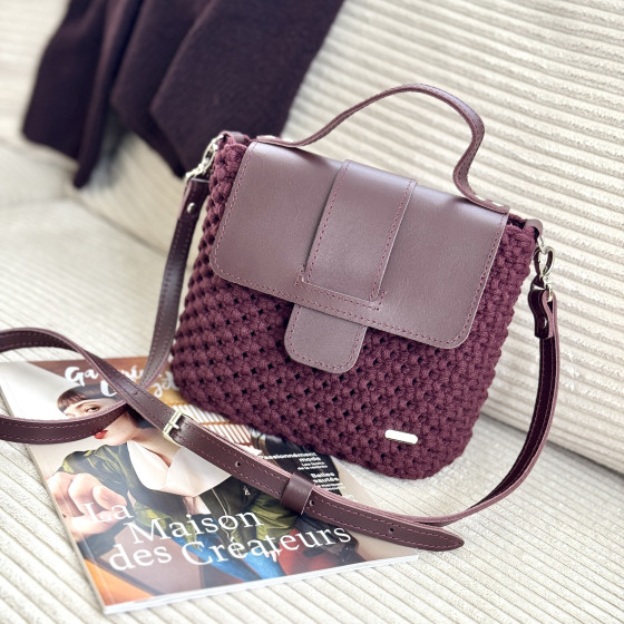 Sac macramé "Margo" (bordeaux)